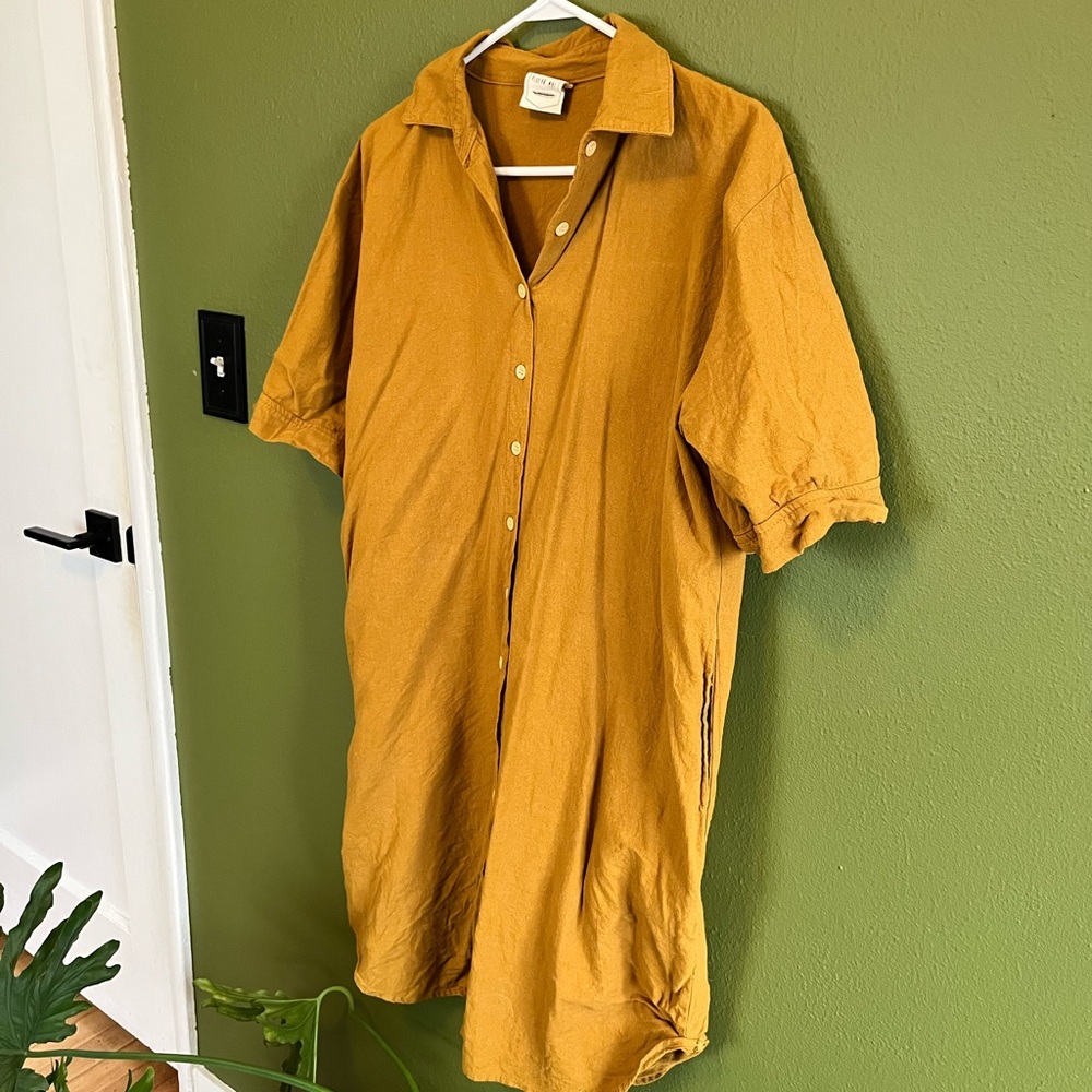 Women’s Button up Mustard Shirt Dress